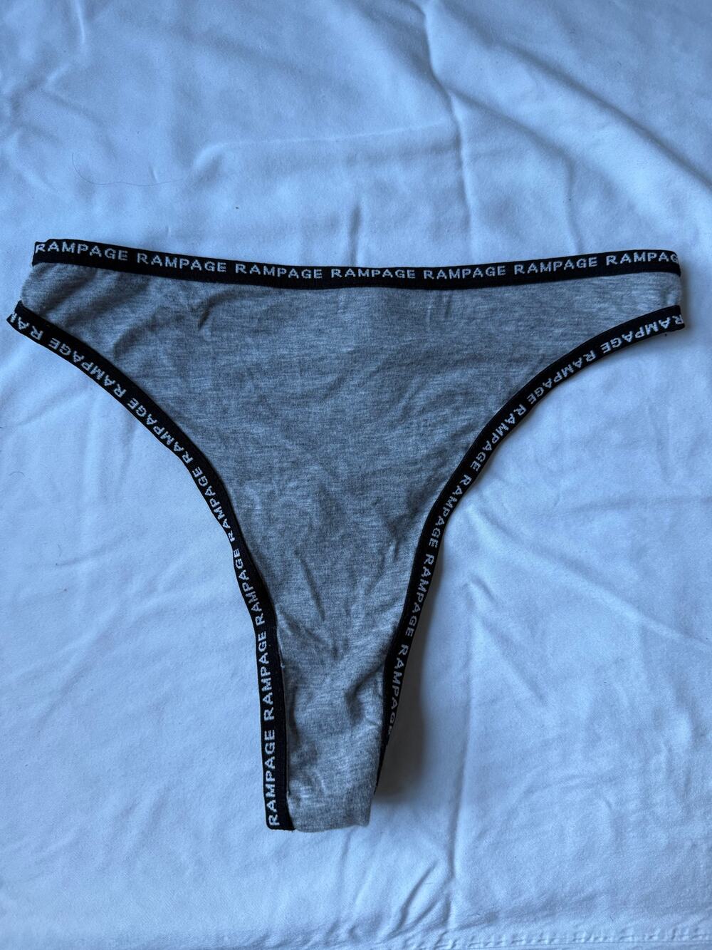NWOT Rampage Gray Logo Trim Thong Panty – Size M